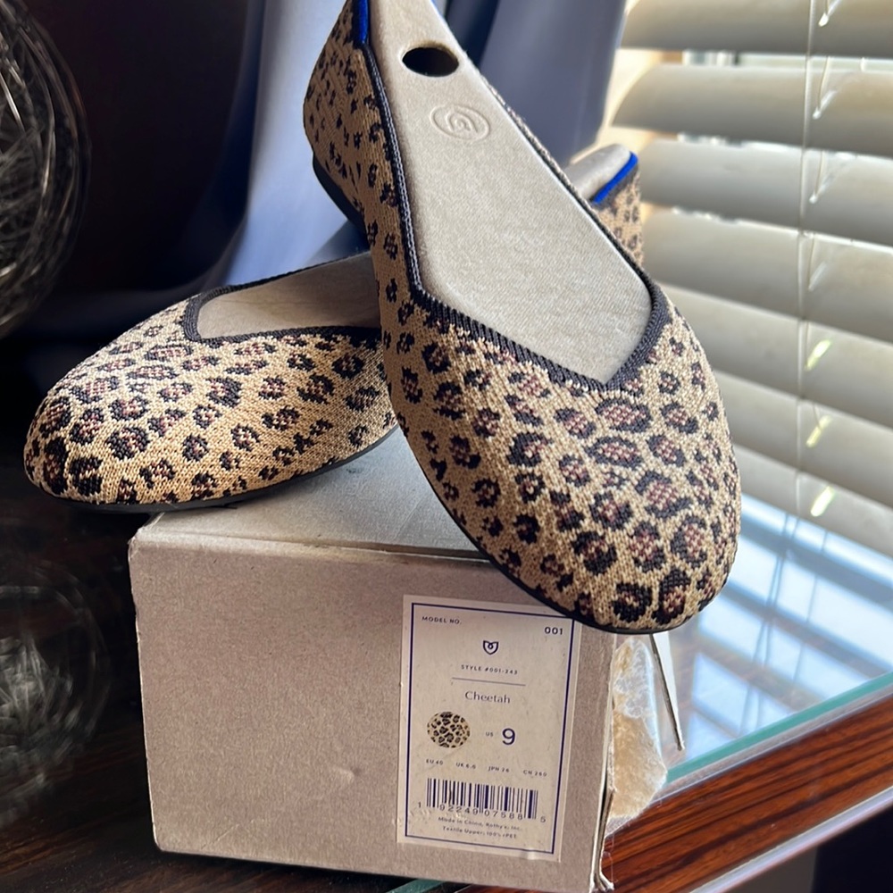 Rothy’s Cheetah Round Toe Ballet Flats Size 9